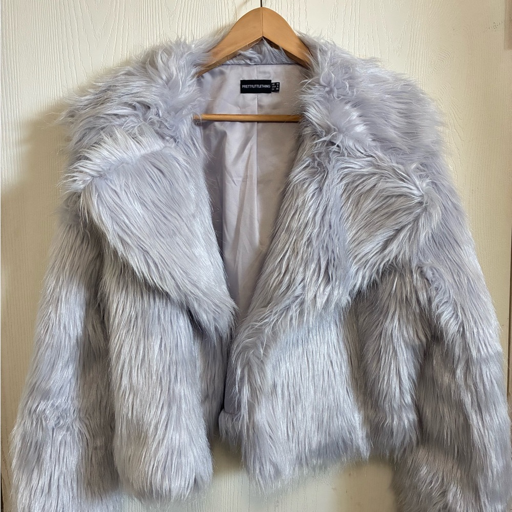PrettyLittleThing Light Gray Teddy Jacket